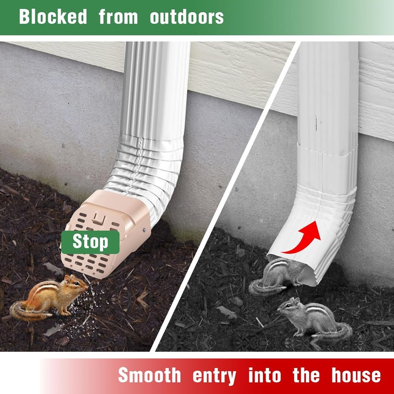 Lebenwell 3"x4" Type-A Gutter Downspout Extensions Gutter Downspouts Downspout Diverter Outlet Filter and Leaf Guard for Bottom of Downspouts Extender Adapter for 3 inch x 4 inch downspout Limestone - Image 4